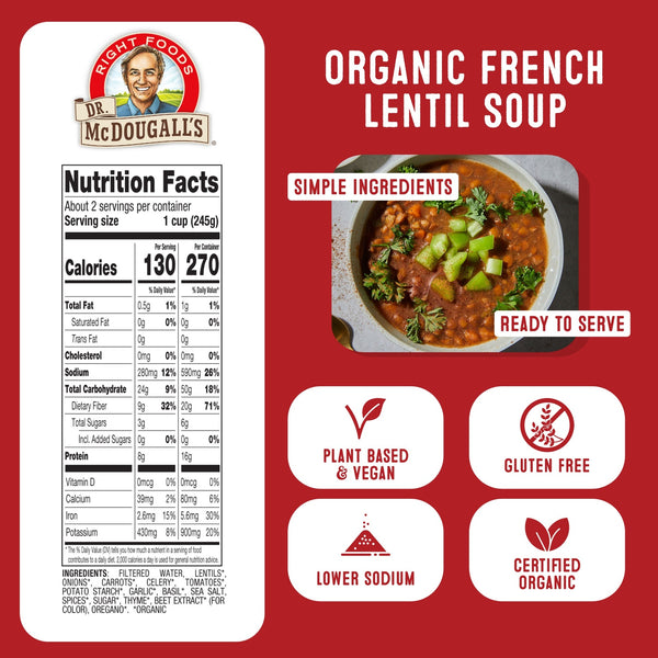 Organic Lower Sodium French Lentil Soup  Dr. McDougall's Right Foods   