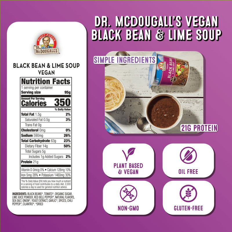 Black Bean & Lime Gluten-Free Soup Cup  Dr. McDougall's Right Foods   