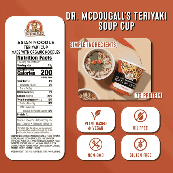 Teriyaki Noodle Cup - made with Organic Noodles  Dr. McDougall's Right Foods   