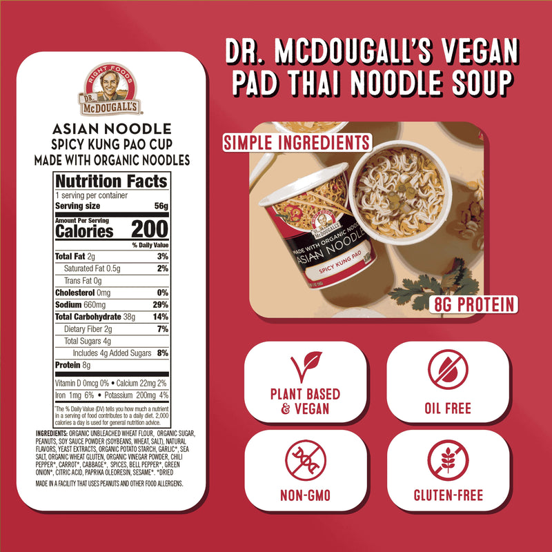 Spicy Kung Pao Noodle Cup - made with Organic Noodles  Dr. McDougall's Right Foods   