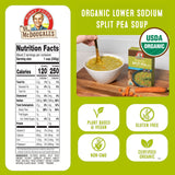 Organic Lower Sodium Split Pea Soup Nutrition